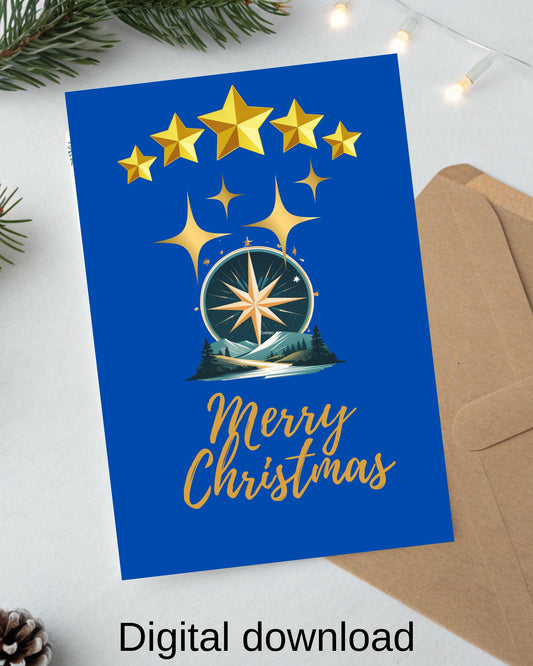 Printable Christmas Card,  Modern Christmas Winter Holidays Greeting Card, Digital Download