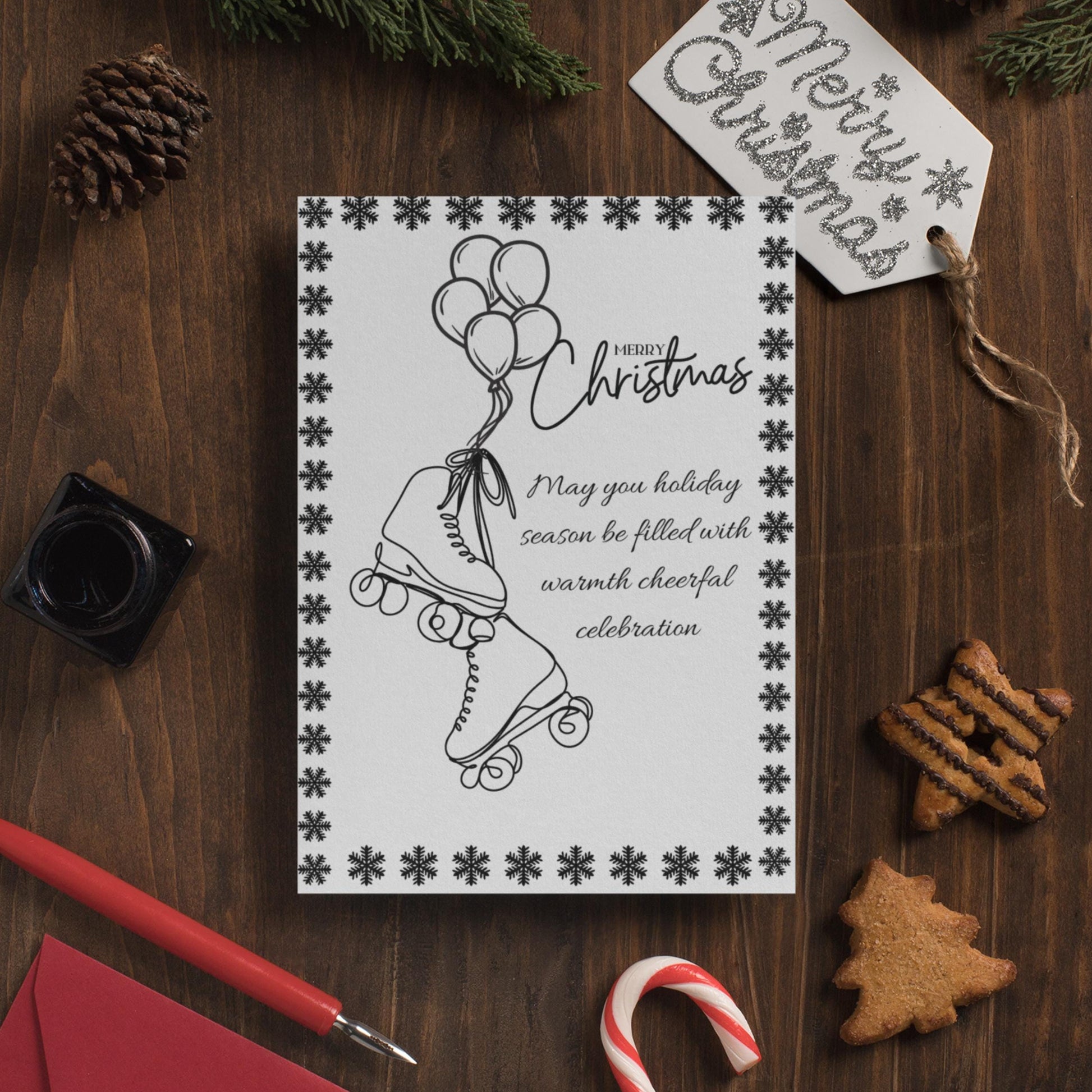 Vintage Roller Skate Christmas Card – A Touch of Holiday Cheer"