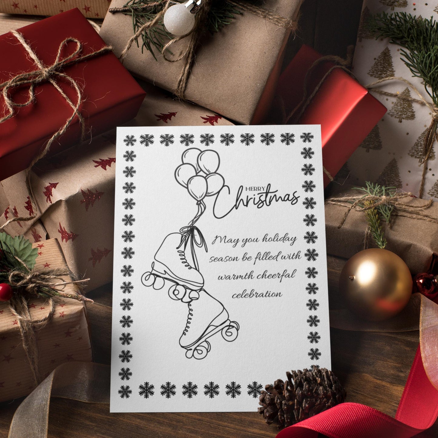 Vintage Roller Skate Christmas Card – A Touch of Holiday Cheer"