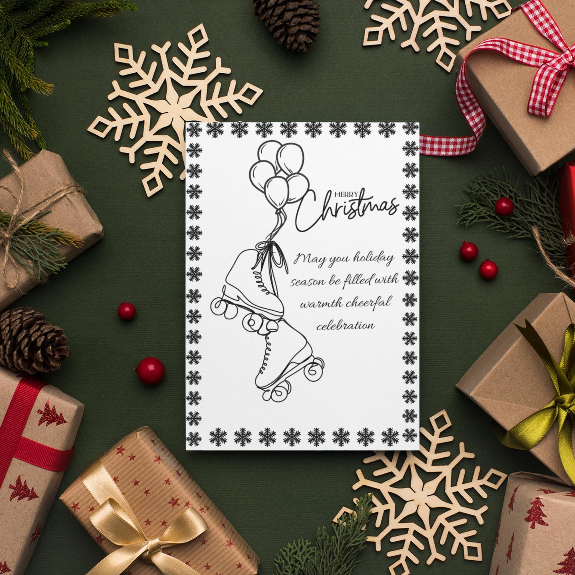 Vintage Roller Skate Christmas Card – A Touch of Holiday Cheer"